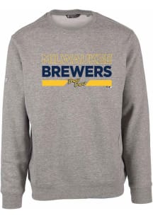 Levelwear Milwaukee Brewers Mens Grey City Connect Zane Long Sleeve Crew Sweatshirt