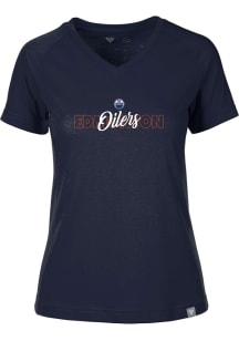 Levelwear Edmonton Oilers Womens Navy Blue Ariya Short Sleeve T-Shirt