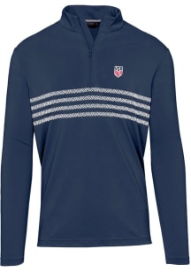 Levelwear USMNT Mens Navy Blue Asher Long Sleeve 1/4 Zip Pullover