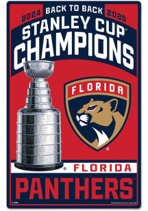Florida Panthers 2025 NHL Stanley Cup Champions 11x17 Wood Sign - Red