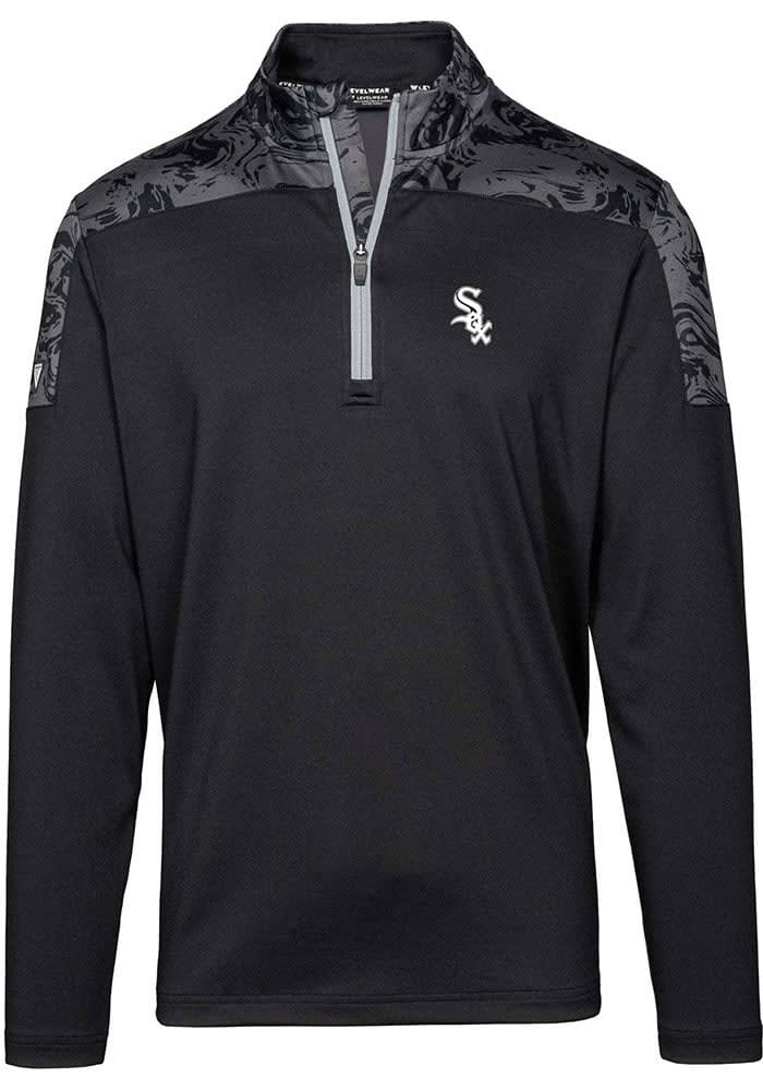 Levelwear Chicago White Sox Black City Connect Calibre Long Sleeve 1/4 Zip Pullover, Black, 88% Polyester / 12% SPANDEX, Size 4XL, Rally House