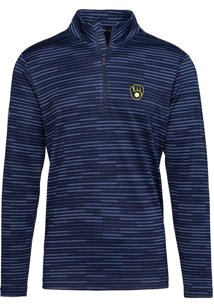 Levelwear Milwaukee Brewers Navy Blue Gear Long Sleeve 1/4 Zip Pullover, Navy Blue, 100% POLYESTER, Size M, Rally House