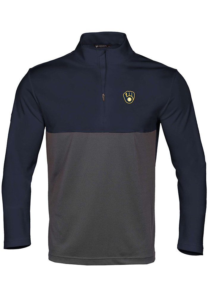 Levelwear Milwaukee Brewers Navy Blue Gear Long Sleeve 1/4 Zip Pullover, Navy Blue, 100% POLYESTER, Size M, Rally House