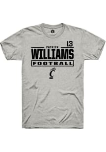Patrick Williams Rally Mens Ash Cincinnati Bearcats NIL Stacked Box Player T Shirt
