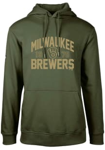 Levelwear Milwaukee Brewers Mens Green Podium Long Sleeve Hoodie