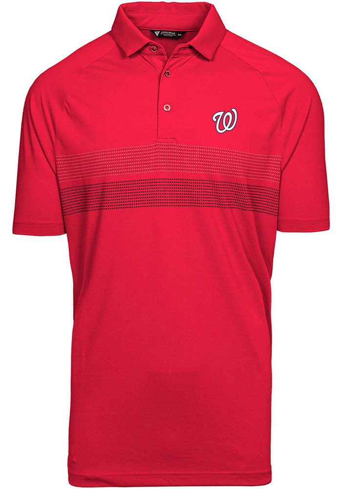 Levelwear Washington Nationals Red Tracker Short Sleeve Polo, Red, 100% POLYESTER, Size XL, Rally House