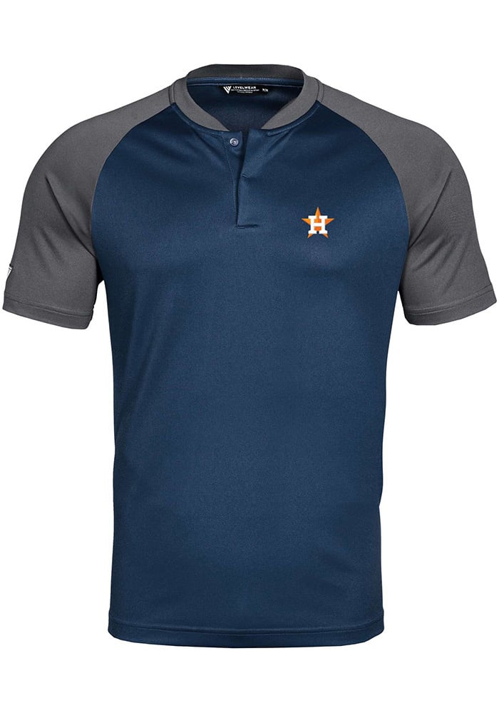 Levelwear Houston Astros Navy Blue Draft Short Sleeve Polo, Navy Blue, 100% POLYESTER, Size M, Rally House