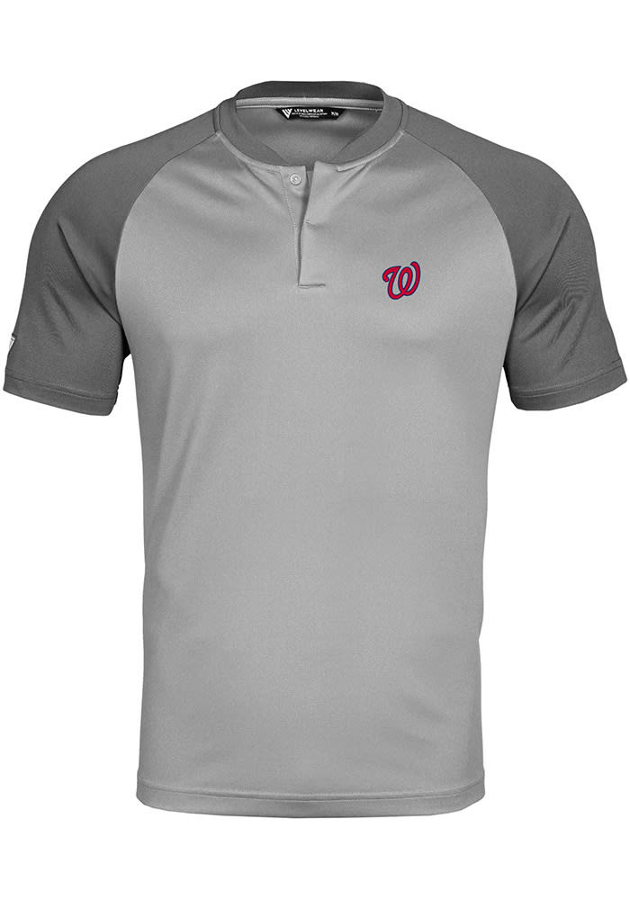 Levelwear Washington Nationals Grey City Connect Sector Short Sleeve Polo, Grey, 100% POLYESTER, Size M, Rally House