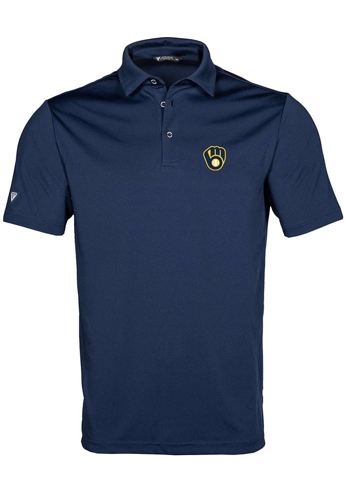 Levelwear Milwaukee Brewers Navy Blue Original Short Sleeve Polo, Navy Blue, 100% POLYESTER, Size 4XL, Rally House