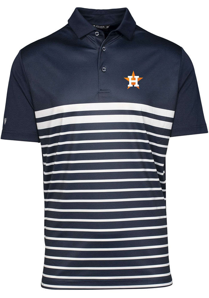 Levelwear Houston Astros Navy Blue Draft Short Sleeve Polo, Navy Blue, 100% POLYESTER, Size M, Rally House