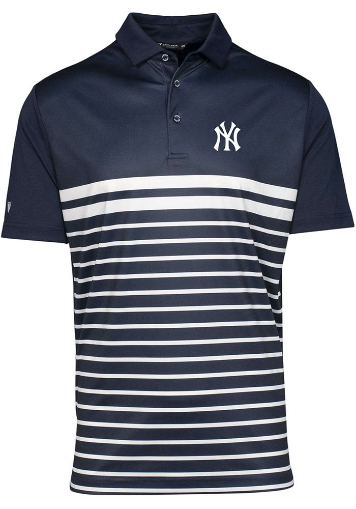 Levelwear New York Yankees Navy Blue Original Short Sleeve Polo, Navy Blue, 100% POLYESTER, Size 4XL, Rally House