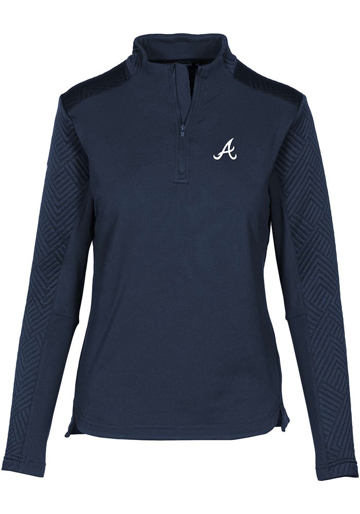 Levelwear Atlanta Braves Women's Navy Blue Daybreak 1/4 Zip Pullover, Navy Blue, 91% POLY/ 9% SPAN, Size S, Rally House