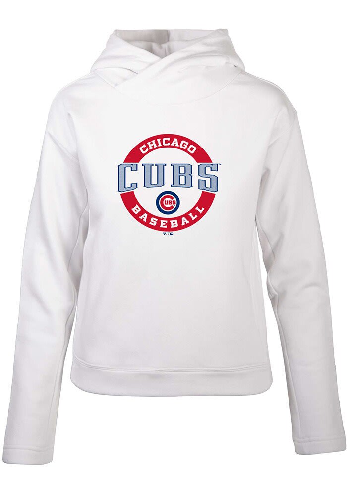 Levelwear Chicago Cubs Women's White Evian Hooded Sweatshirt, White, 80% Cotton / 20% POLYESTER, Size XS, Rally House