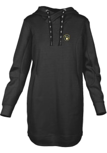 Levelwear Milwaukee Brewers Womens Black Cover Dress Hooded Sweatshirt