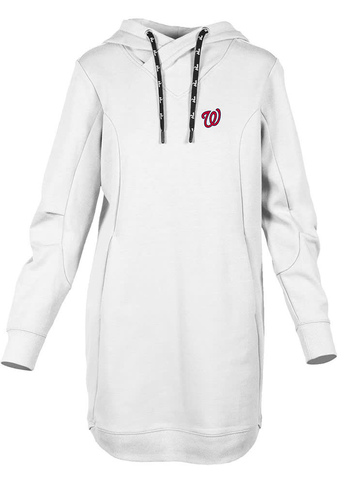 Levelwear Washington Nationals Women's White Cover Dress Hooded Sweatshirt, White, 66% Cotton / 34% POLYESTER, Size L, Rally House