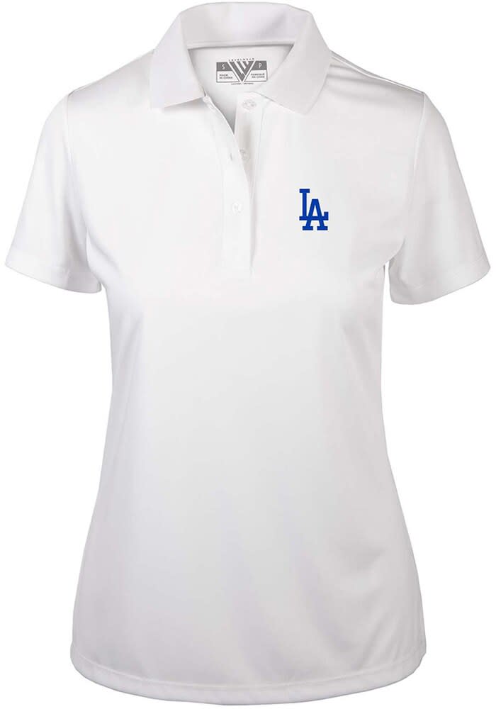 Levelwear Los Angeles Dodgers Women's White Lotus Short Sleeve Polo Shirt, White, 100% POLYESTER, Size XS, Rally House