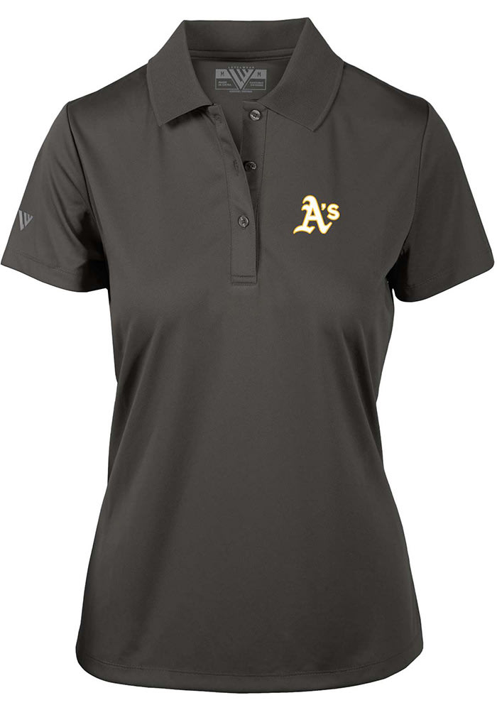 Levelwear Oakland Athletics Grey Tracker Short Sleeve Polo, Grey, 100% POLYESTER, Size XL, Rally House