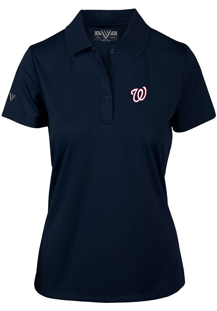 Levelwear Washington Nationals Navy Blue Draft Short Sleeve Polo, Navy Blue, 100% POLYESTER, Size XL, Rally House