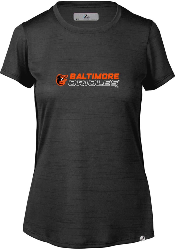 Levelwear Baltimore Orioles Women's Black Lux SS Athleisure Tee, Black, 100% POLYESTER, Size XS, Rally House