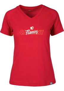 Levelwear Calgary Flames Womens Red Ariya Short Sleeve T-Shirt