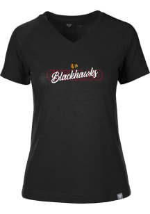 Levelwear Chicago Blackhawks Womens Black Ariya Short Sleeve T-Shirt
