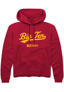 Mens Big Ten Cardinal Rally Script Design Hooded Sweatshirt