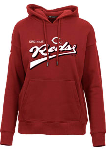 Levelwear Cincinnati Reds Womens Red ADORN Vintage Team Hooded Sweatshirt