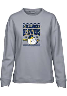 Levelwear Milwaukee Brewers Womens Grey Fiona Inaugural Crew Sweatshirt