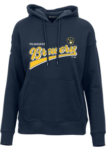 Levelwear Milwaukee Brewers Womens Navy Blue ADORN Vintage Team Hooded Sweatshirt