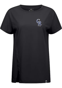 Levelwear Colorado Rockies Womens Black Influx Cooperstown Short Sleeve T-Shirt