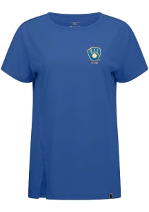 Levelwear Milwaukee Brewers Womens Blue Influx Cooperstown Short Sleeve T-Shirt