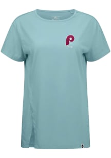 Levelwear Philadelphia Phillies Womens Blue Influx Cooperstown Short Sleeve T-Shirt