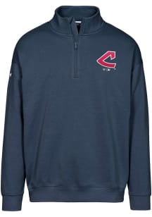 Levelwear Cleveland Guardians Mens Navy Blue Murray Cooperstown Long Sleeve 1/4 Zip Pullover