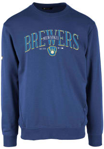 Levelwear Milwaukee Brewers Mens Blue Zane Cooperstown Long Sleeve Crew Sweatshirt