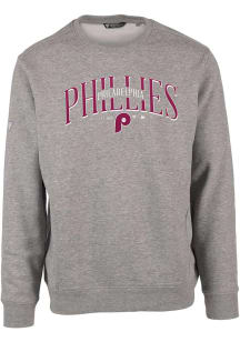 Levelwear Philadelphia Phillies Mens Grey Zane Cooperstown Long Sleeve Crew Sweatshirt