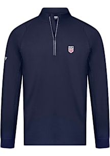 Levelwear USMNT Mens Navy Blue Theory Embroidered Long Sleeve Qtr Zip Pullover