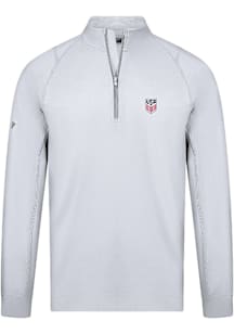 Levelwear USMNT Mens White Theory Embroidered Long Sleeve Qtr Zip Pullover