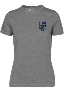 Levelwear USWNT Womens Grey Stacked Logo Maddox Short Sleeve T-Shirt