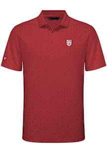 Levelwear USMNT Mens Red Detect Embroidered Short Sleeve Polo