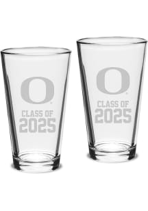 White Oregon Ducks Campus Crystal Class of 2025 Set of 2 Pint Glass