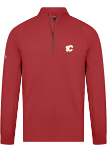 Levelwear Calgary Flames Mens Red Theory Embroidered Long Sleeve 1/4 Zip Pullover