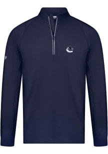 Levelwear Vancouver Canucks Mens Navy Blue Theory Embroidered Long Sleeve 1/4 Zip Pullover