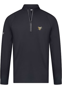 Levelwear Pittsburgh Penguins Mens Black Theory Embroidered Long Sleeve 1/4 Zip Pullover