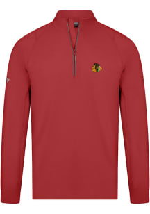 Levelwear Chicago Blackhawks Mens Red Theory Embroidered Long Sleeve 1/4 Zip Pullover