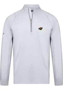 Levelwear Minnesota Wild Mens White Theory Embroidered Long Sleeve Qtr Zip Pullover