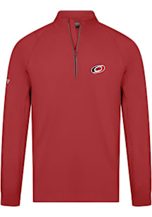 Levelwear Carolina Hurricanes Mens Red Theory Embroidered Long Sleeve Qtr Zip Pullover