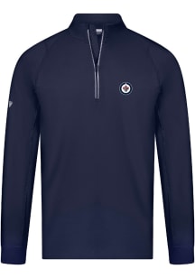 Levelwear Winnipeg Jets Mens Navy Blue Theory Embroidered Long Sleeve 1/4 Zip Pullover