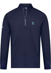 Levelwear Seattle Kraken Mens Navy Blue Theory Embroidered Long Sleeve 1/4 Zip Pullover