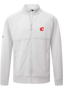 Levelwear Calgary Flames Mens White Form Embroidered Long Sleeve Zip