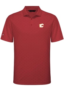 Levelwear Calgary Flames Mens Red Detect Embroidered Short Sleeve Polo